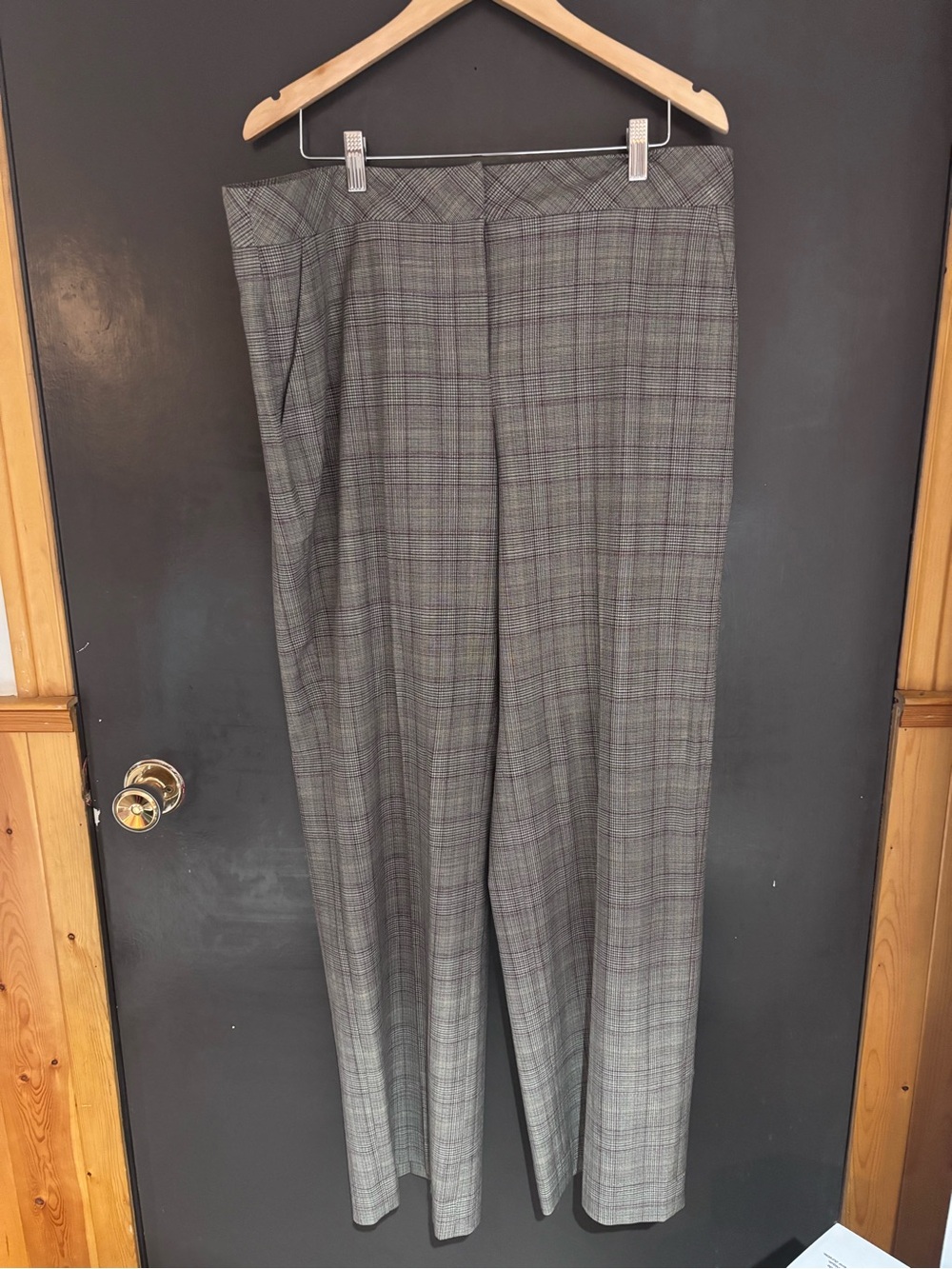 Women’s Gray Plaid Dress Pants - Classic Tailored Fit